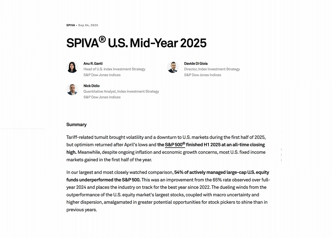 Perché il fondo della tua banca fa peggio del mercato: il report SPIVA